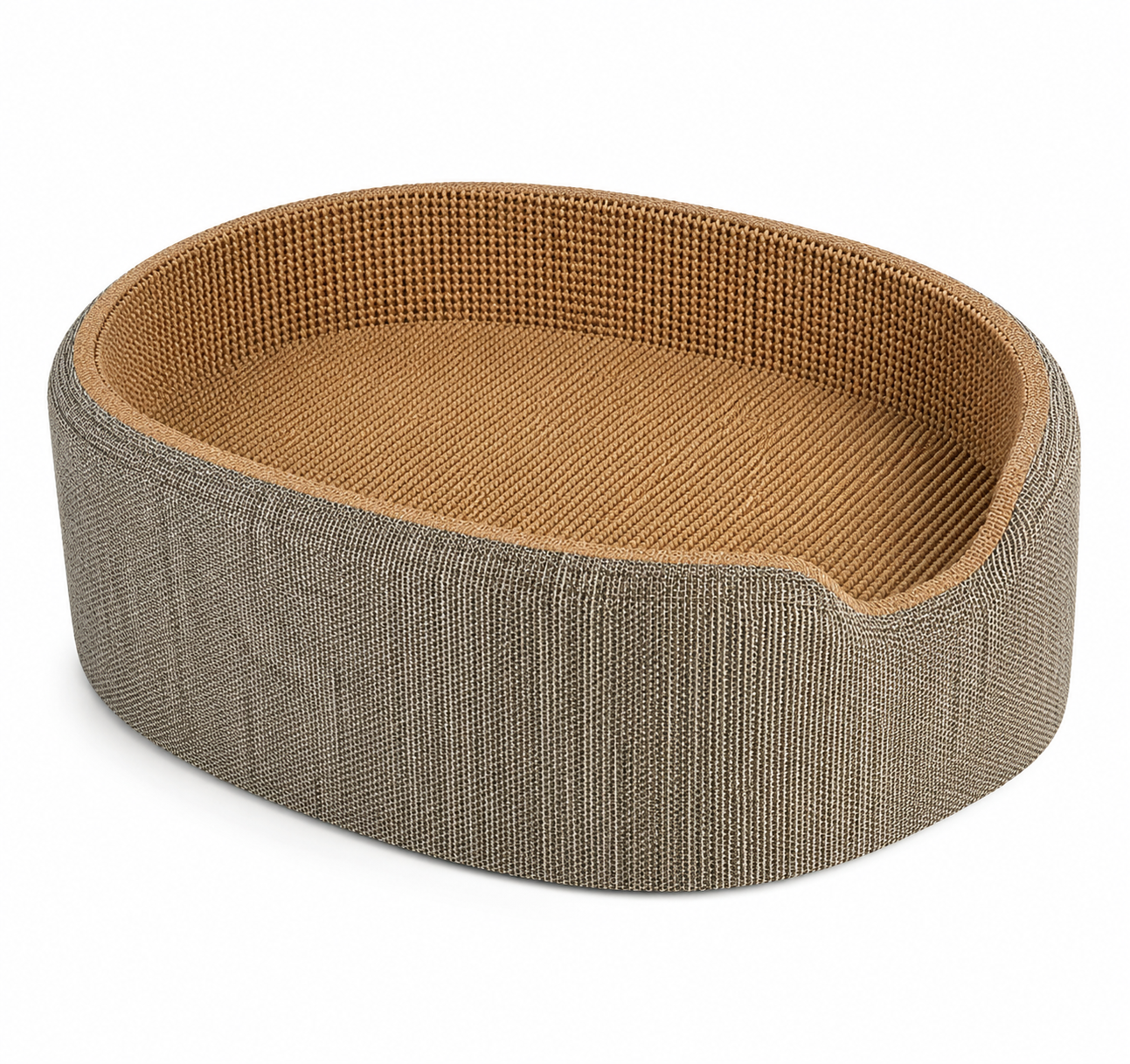 Lit-griffoir ovale 2-en-1 pour chat – Sisal naturel