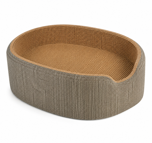 Lit-griffoir ovale 2-en-1 pour chat – Sisal naturel