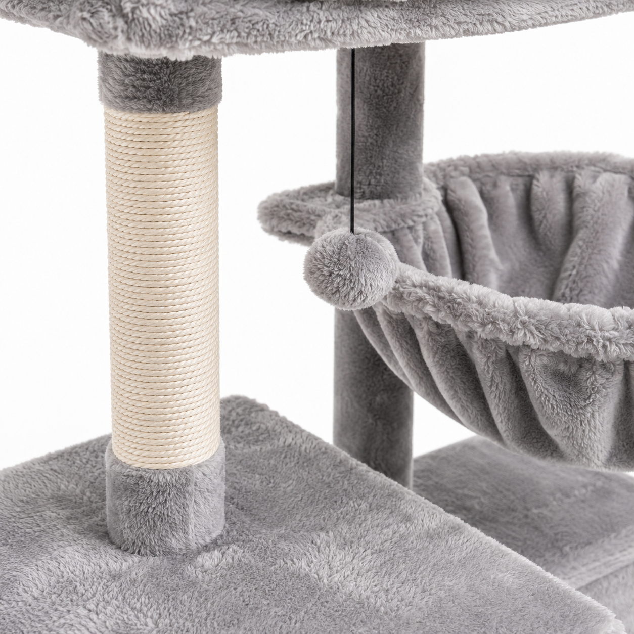 Arbre à chat 3 niveaux avec hamac et perchoir – 73 cm – Bois & Sisal
